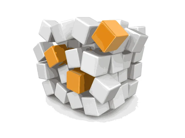 Cube Falls Apart Image Clipping Path — Stock Vector