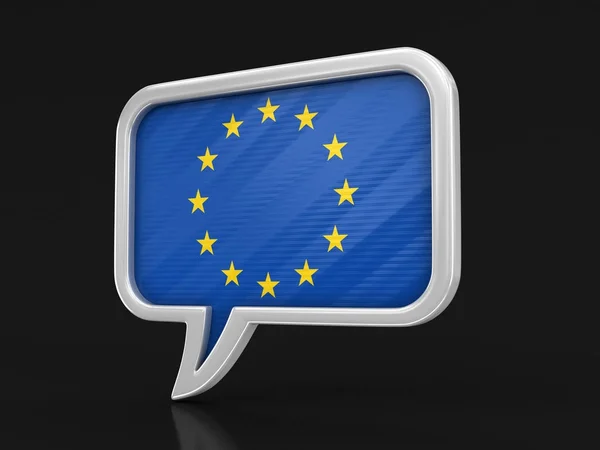 Bolha Discurso Com Bandeira União Européia Imagem Com Caminho Recorte — Fotografia de Stock