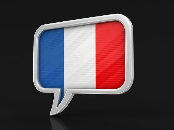 Pidato Gelembung Dengan Bendera Perancis Gambar Dengan Tapak Kliping — Stok Foto
