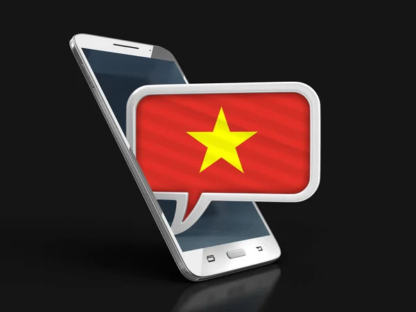 Touchscreen Smartphone Speech Bubble Vietnamese Flag Image Clipping Path — Stock Photo, Image