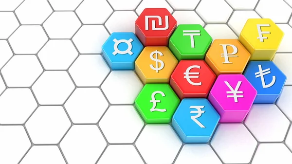 Abstract Hexagonal Background Currency Sign — Stock Photo, Image