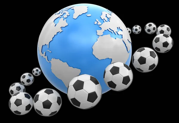 Soccer Footballs Globe Image Clipping Path — Stock Photo, Image
