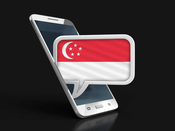 Touchscreen Smartphone Speech Bubble Singapore Flag Image Clipping Path — Stock Photo, Image