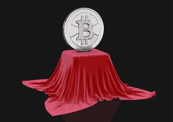 Tischdecke Mit Bitcoin Bedeckt Bild Mit Ausschnittspfad — Stockvektor