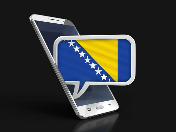 Smartphone Touchscreen Bolha Fala Com Bandeira Bósnia Herzegovina Imagem Com — Fotografia de Stock