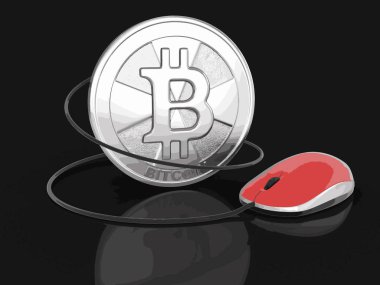 Bilgisayar fare ile Bitcoin. Görüntü kırpma yolu ile