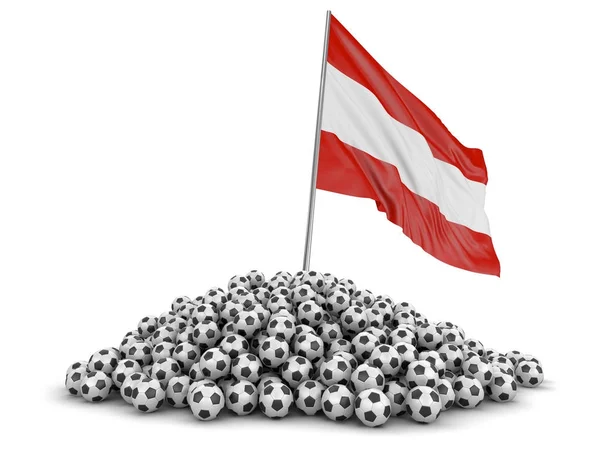 Kupie Piłki Nożnej Austriackiej Flagi Obraz Ścieżką Przycinającą — Zdjęcie stockowe