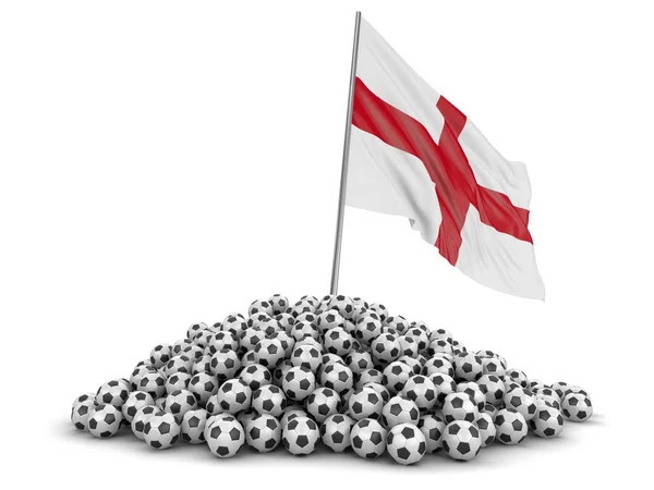 Pile Soccer Footballs English Flag Image Clipping Path — Stock Photo, Image