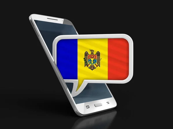 Smartphone Touchscreen Bolha Fala Com Bandeira Moldávia Imagem Com Caminho — Fotografia de Stock