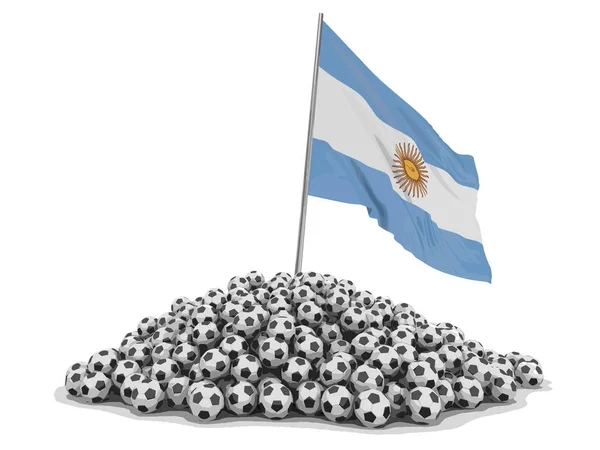 Balones Fútbol Con Bandera Argentina Imagen Con Ruta Recorte — Archivo Imágenes Vectoriales