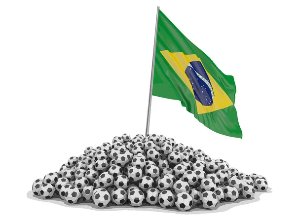 Fußball Mit Brasilianischer Flagge Bild Mit Ausschnittspfad — Stockvektor