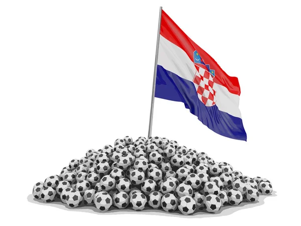 Футбол Хорватским Флагом Изображение Пути Обрезки — стоковый вектор