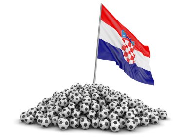 Soccer footballs with Croatian flag. Image with clipping path clipart