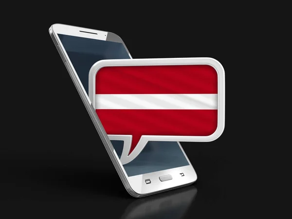 Smartphone Con Pantalla Táctil Burbuja Voz Con Bandera Letona Imagen —  Fotos de Stock