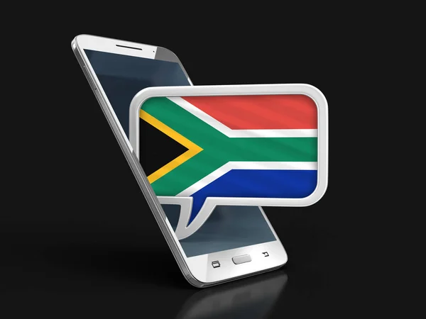 Touchscreen Smartphone Speech Bubble South African Republic Flag Image Clipping — Stock Photo, Image