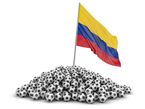 Футбольные Мячи Флагом Колумбии Изображение Пути Обрезки — стоковое фото