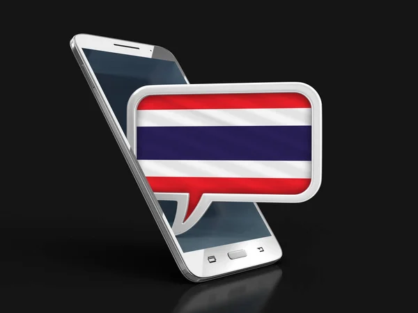 Οθόνη Αφής Smartphone Και Φούσκα Ομιλία Σημαία Της Ταϊλάνδης Εικόνα — Φωτογραφία Αρχείου