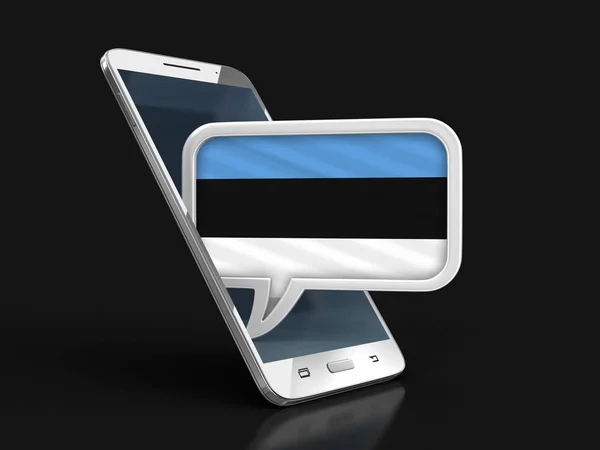 Touchscreen Smartphone Speech Bubble Estonian Flag Image Clipping Path — Stock Photo, Image