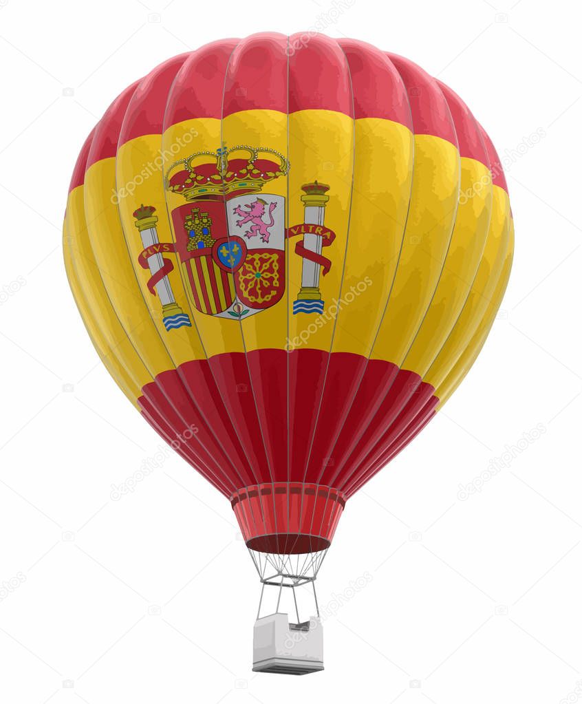 Hot Air Balloon with Spanish Flag. Image with clipping path
