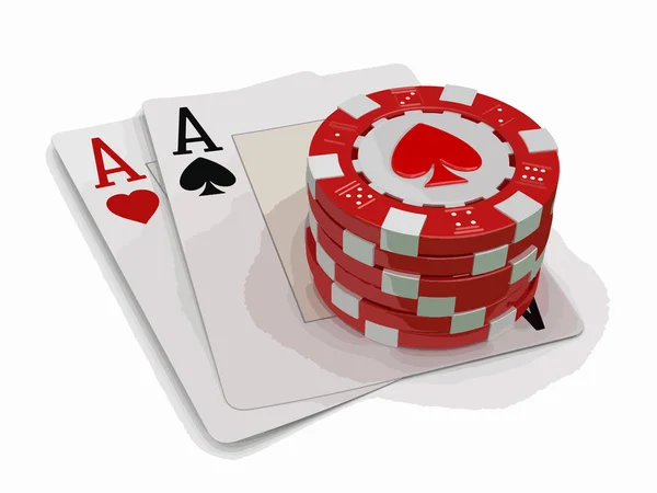 Asse Und Glücksspielchips Bild Mit Ausschnittspfad — Stockvektor