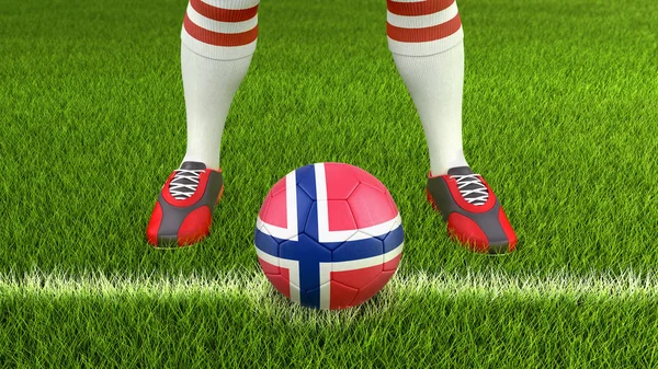 Hombre Pelota Fútbol Con Bandera Noruega —  Fotos de Stock