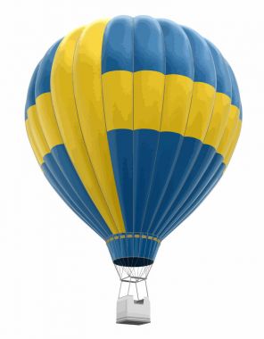 Sıcak hava balonu ile İsveç bandıralı. Görüntü kırpma yolu ile