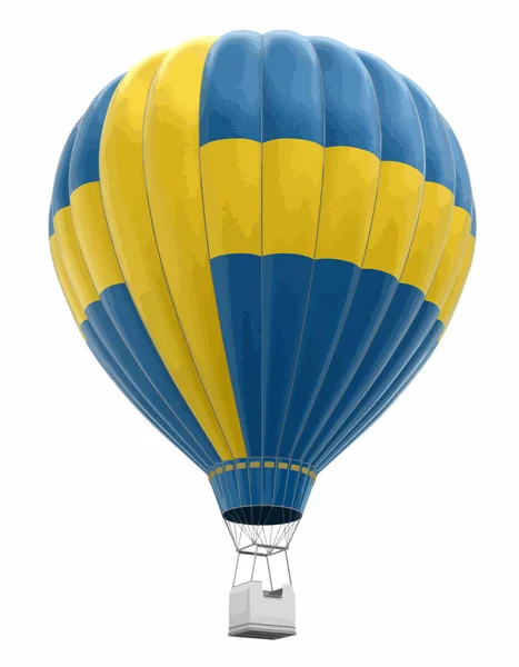 Αερόστατο Ζεστού Αέρα Σουηδική Σημαία Εικόνα Διαδρομή Αποκοπής — Διανυσματικό Αρχείο