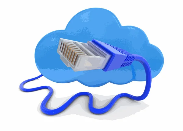 Bulut Bilgisayar Kablosu Görüntü Kırpma Yolu Ile — Stok Vektör