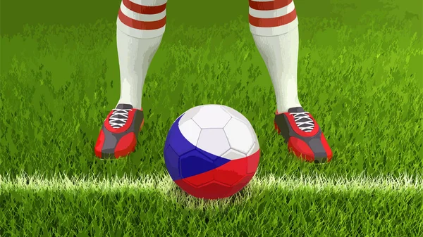 Mann Und Fußball Mit Tschechischer Fahne — Stockvektor