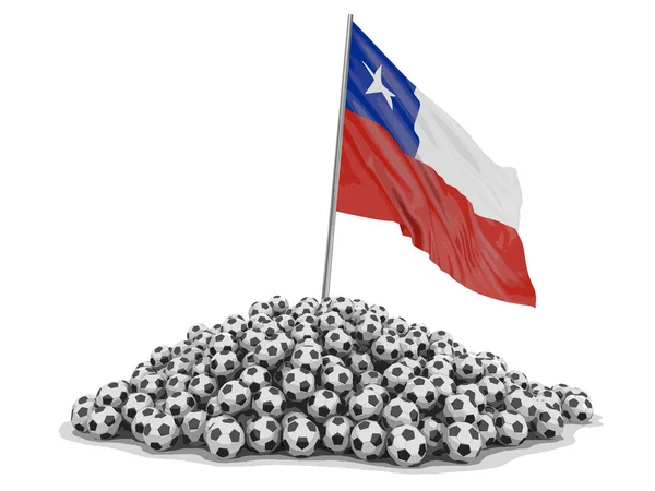 Футбольные Мячи Чилийским Флагом Изображение Пути Обрезки — стоковый вектор
