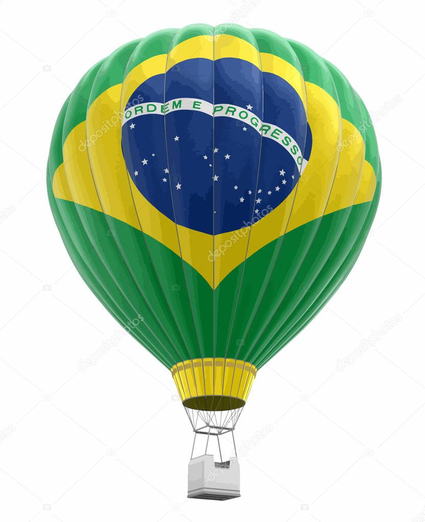 Hot Air Balloon with Brazilian Flag. Image with clipping path