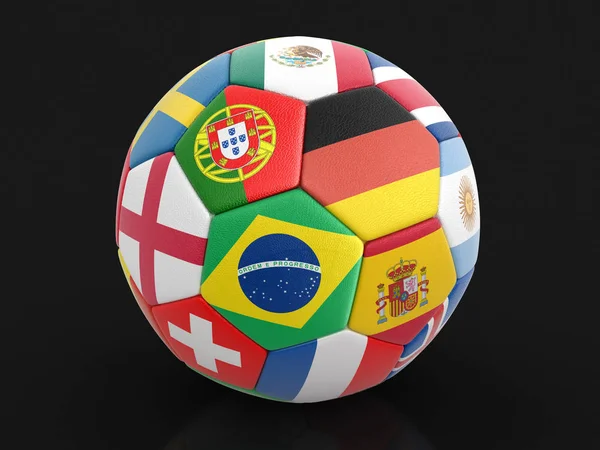 Piłka Nożna Flagami Obraz Ścieżką Przycinającą — Zdjęcie stockowe