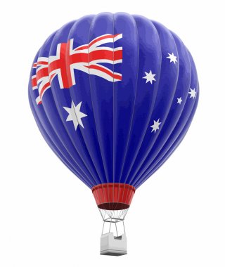Hot Air Balloon with Australian Flag. Image with clipping path clipart