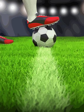 Bir futbol topu çimenlerin üzerinde olan adam