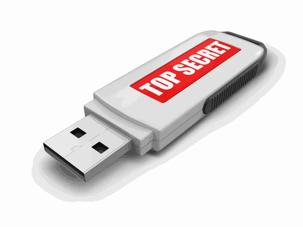 Flash Usb Top Secret Imagen Con Ruta Recorte — Vector de stock