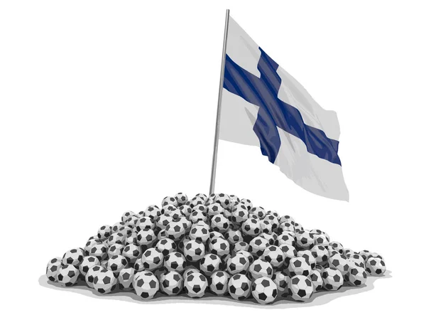 Футбол Финским Флагом Изображение Пути Обрезки — стоковый вектор