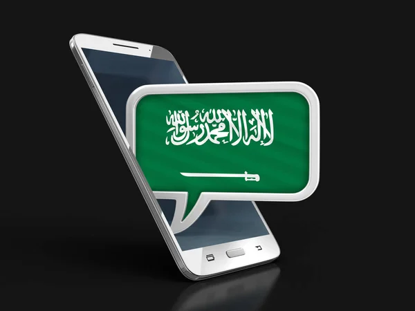 Smartphone Touchscreen Bolha Fala Com Bandeira Arábia Saudita Imagem Com — Fotografia de Stock