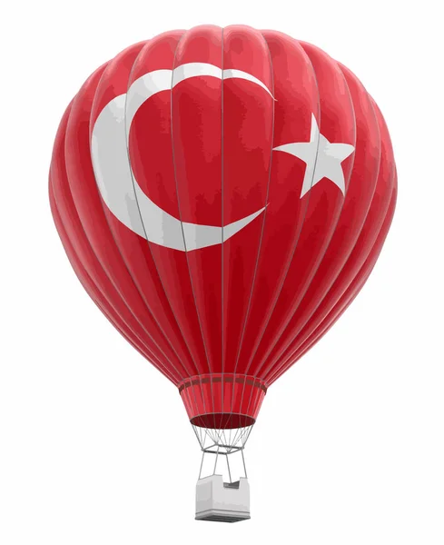 Balon Udara Panas Dengan Bendera Turki Gambar Dengan Tapak Kliping - Stok Vektor