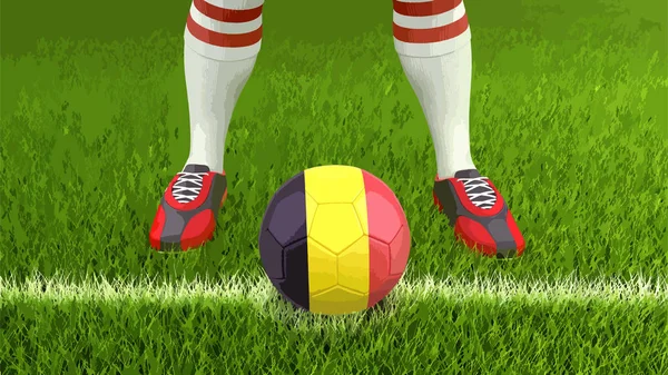 Mannen Och Fotboll Boll Med Belgisk Flagg — Stock vektor