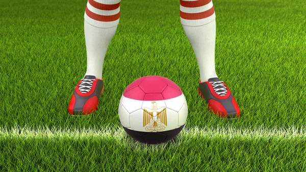 Man Soccer Ball Egyptian Flag — Stock Photo, Image