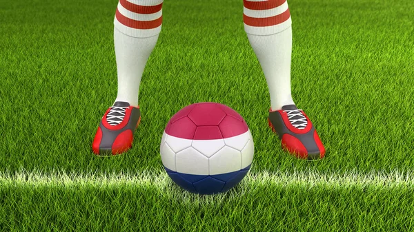 Man Soccer Ball Netherlands Flag — Stock Photo, Image