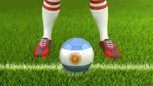Man Soccer Ball Argentina Flag — Stock Vector
