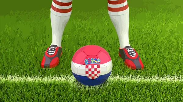 Man Soccer Ball Croatian Flag — Stock Vector