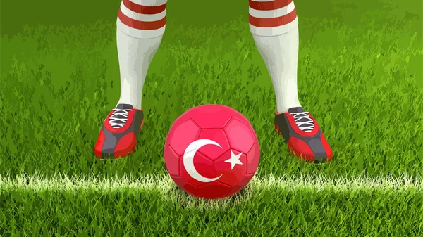 Man Soccer Ball Turkish Flag — Stock Vector