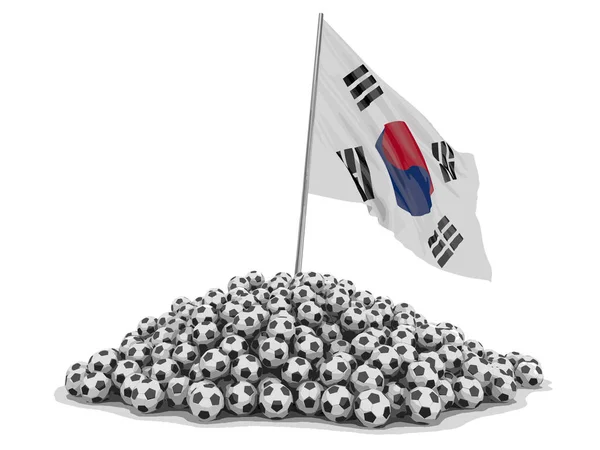 Sepak Bola Dengan Bendera Korea Selatan Gambar Dengan Tapak Kliping - Stok Vektor
