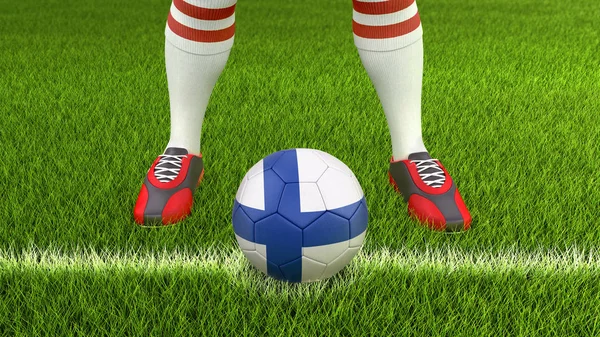 Man Soccer Ball Finnish Flag — Stock Photo, Image