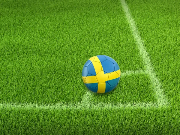 Fútbol Con Bandera Sueca —  Fotos de Stock