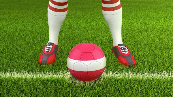 Man Soccer Ball Austrian Flag — Stock Photo, Image