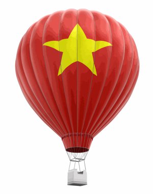 Vietnam bayrağı ile sıcak hava balonu. Görüntü kırpma yolu ile