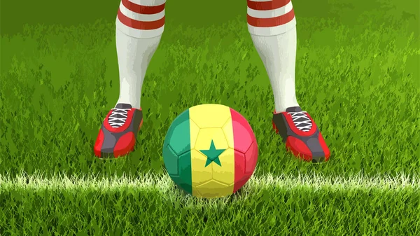 Man Soccer Ball Senegal Flag — Stock Vector